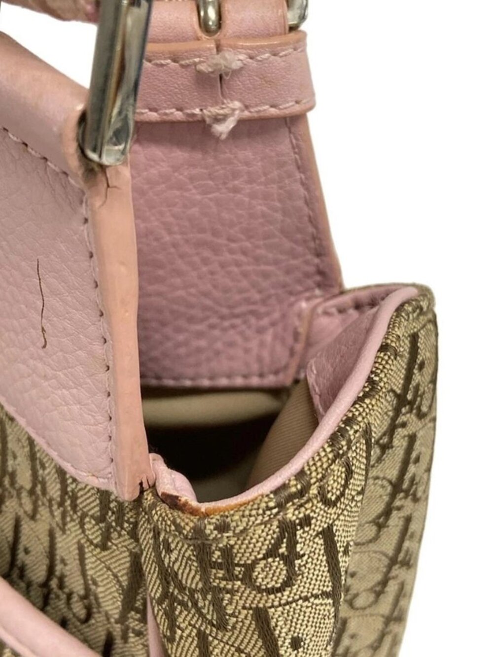 DIOR/ChristianDior Street Chic Beige Dark Brown Light Pink Jacquard Leather - Picture 13 of 15